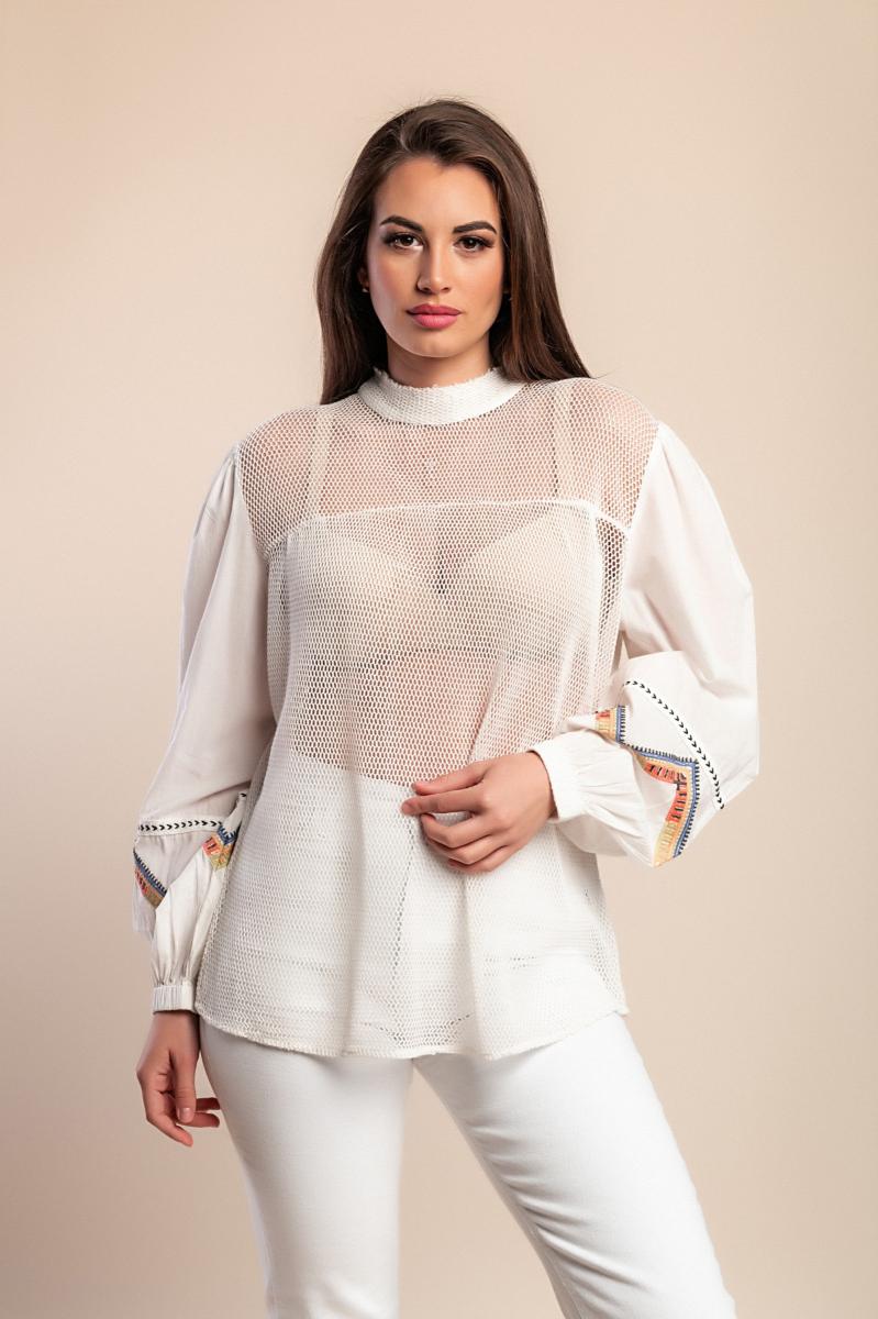 Cotton mesh blouse