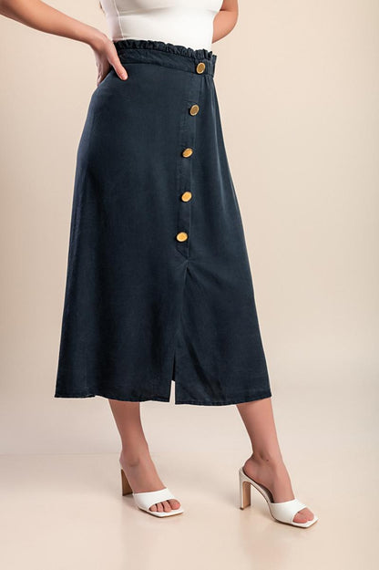Plus size midi skirt with buttons