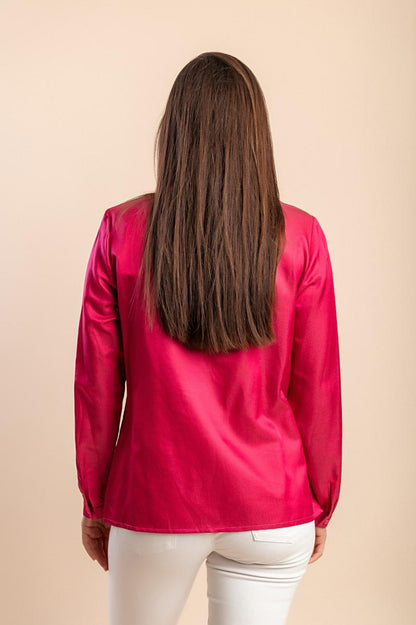 Plus size elegant cotton blouse in silk imitation