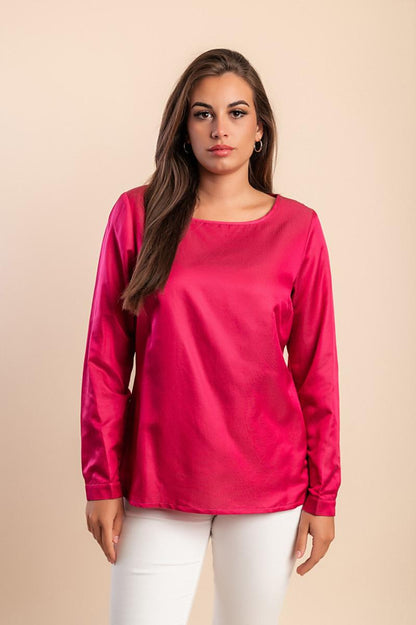 Plus size elegant cotton blouse in silk imitation
