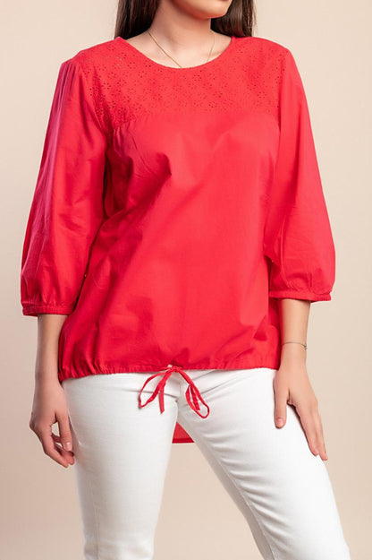 Plus size blouse with hole pattern