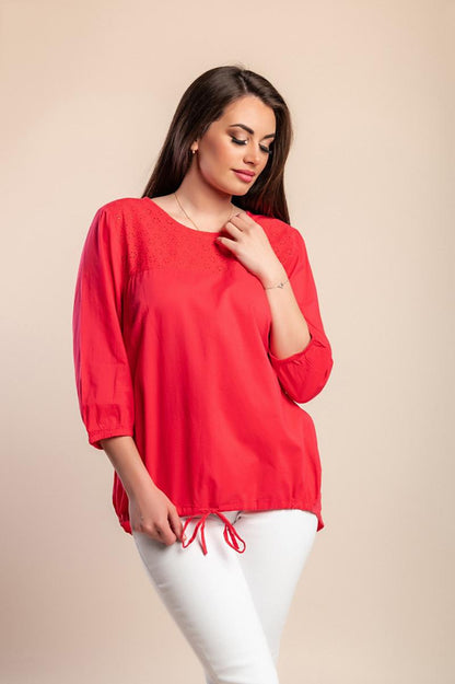 Plus size blouse with hole pattern