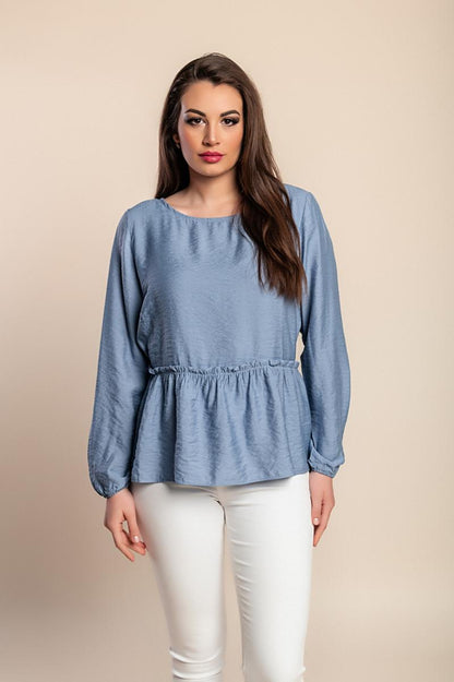 Plus size long-sleeved blouse