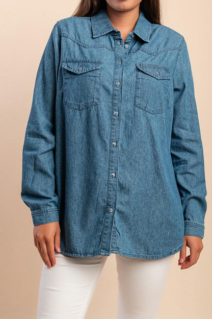 Plus size denim shirt