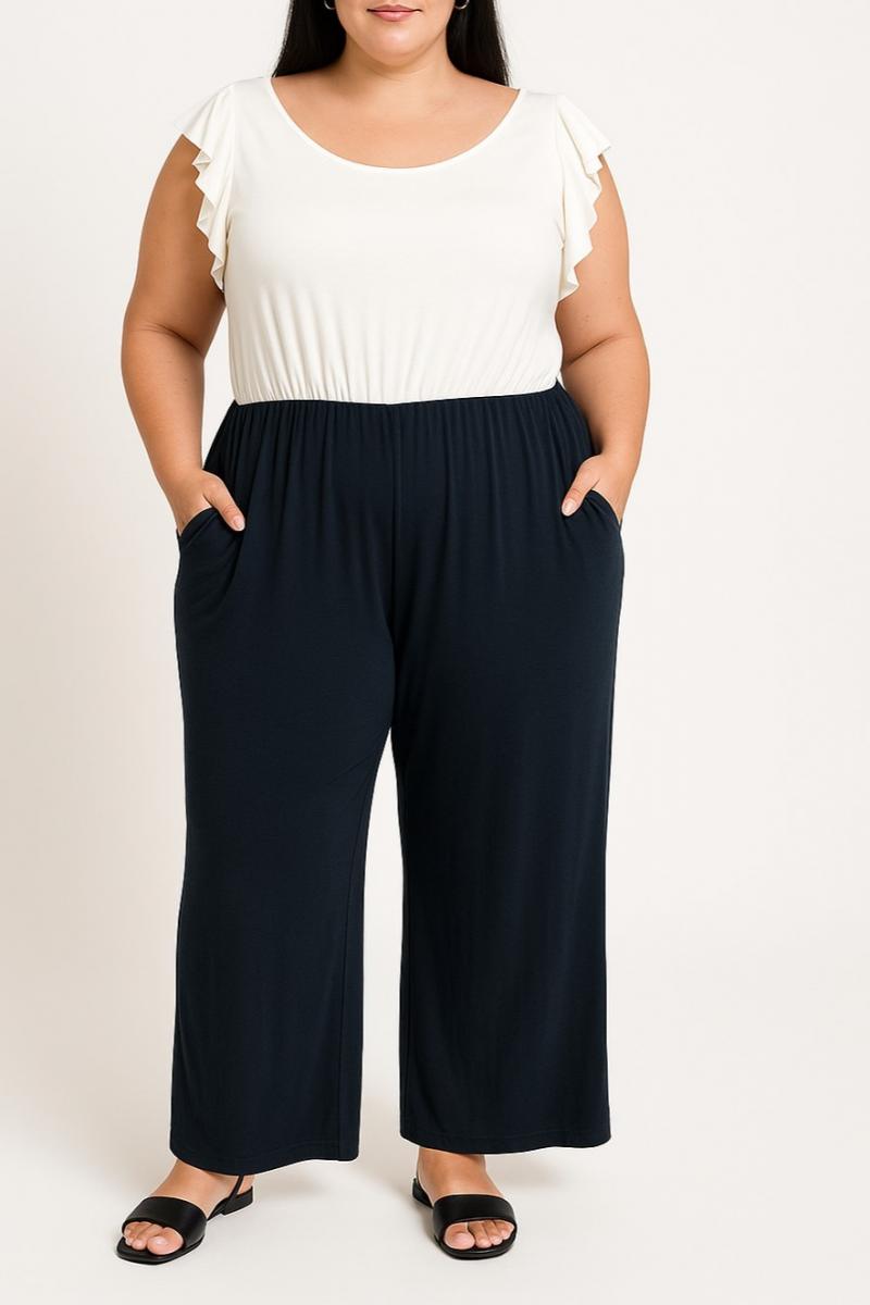 Plus size jumpsuit with ruffles