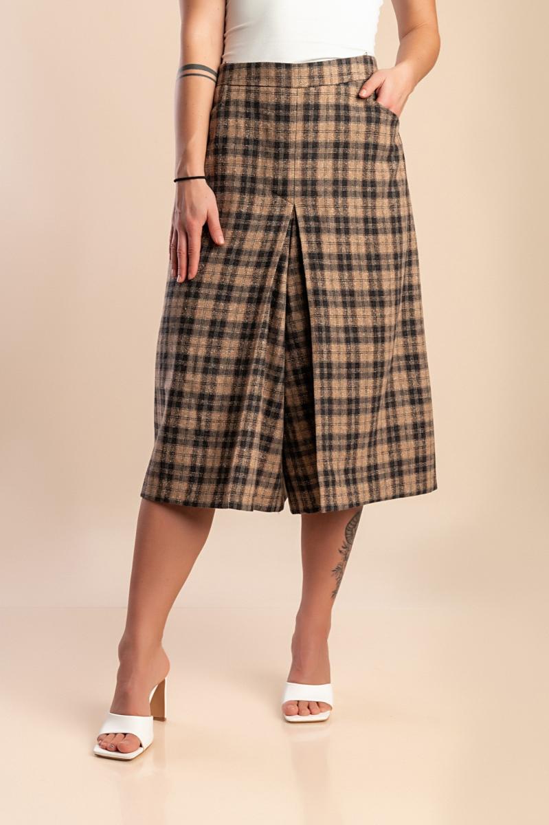Plus size μίντι φούστα με καρό μοτίβο