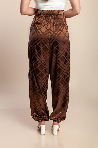 Plus size long trousers in imitation satin