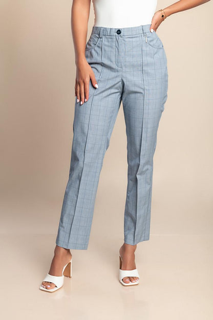 Plus size checked trousers