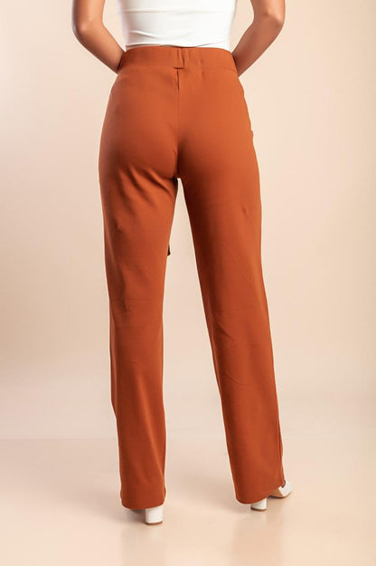 Elegante katoenen broek met sierknoop