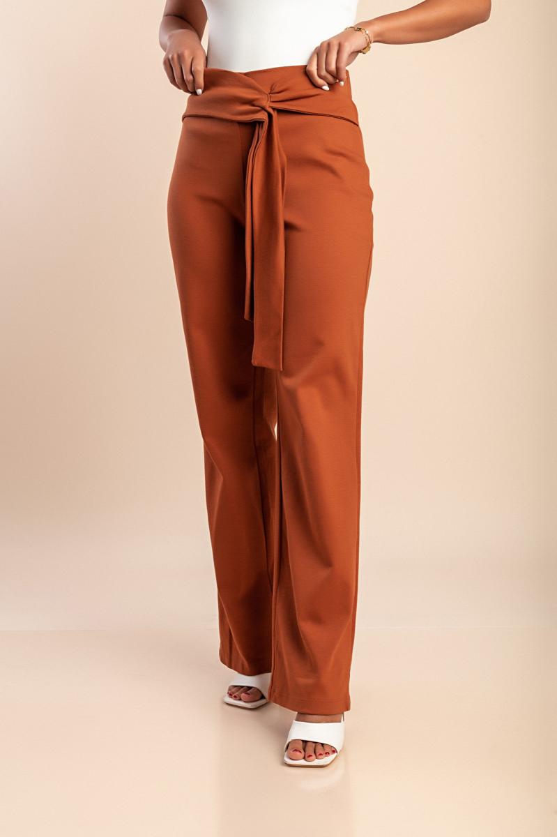 Elegante katoenen broek met sierknoop