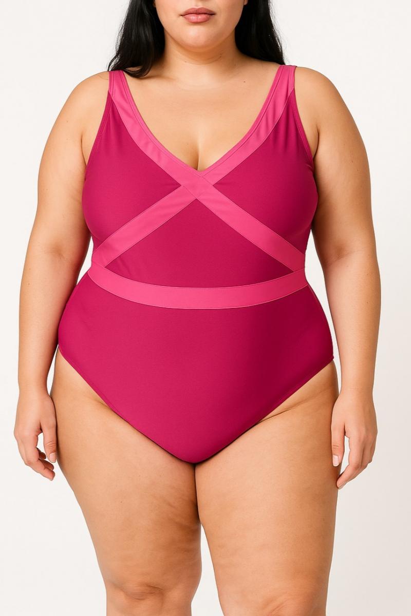 Plus size one-piece swimsuit