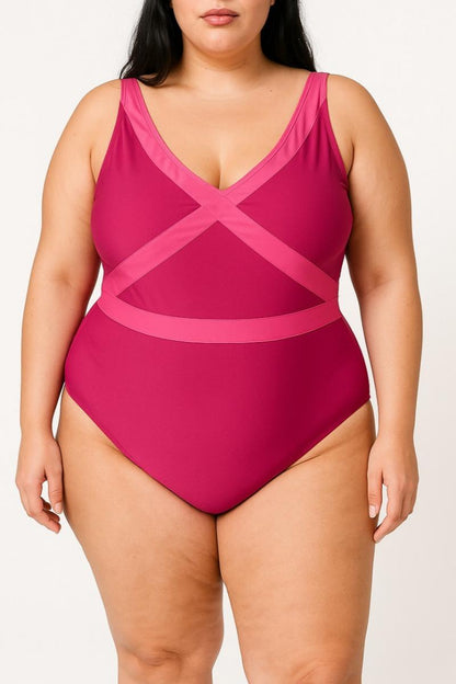 Plus size one-piece swimsuit