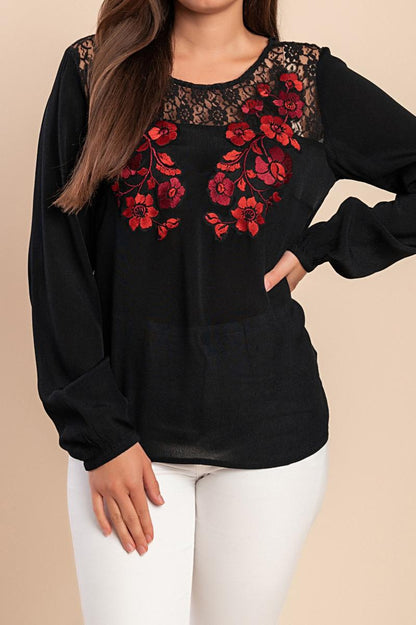 Plus size blouse with embroidery