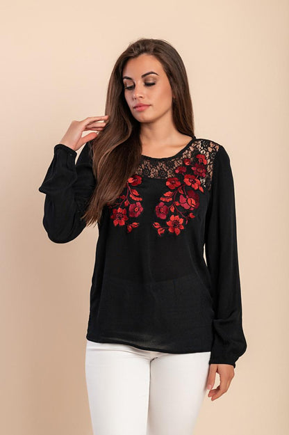 Plus size blouse with embroidery
