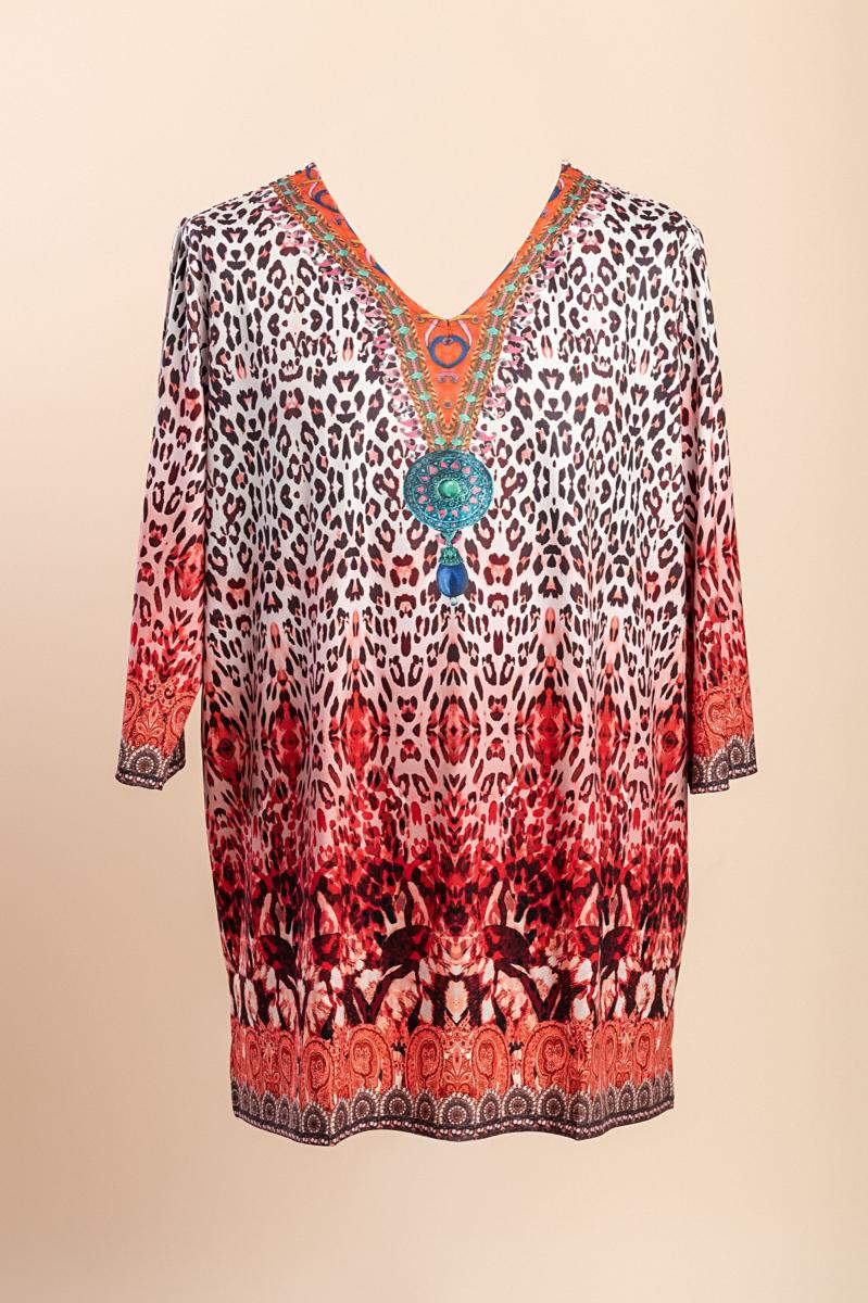 Bluză plus size cu imprimeu leopard