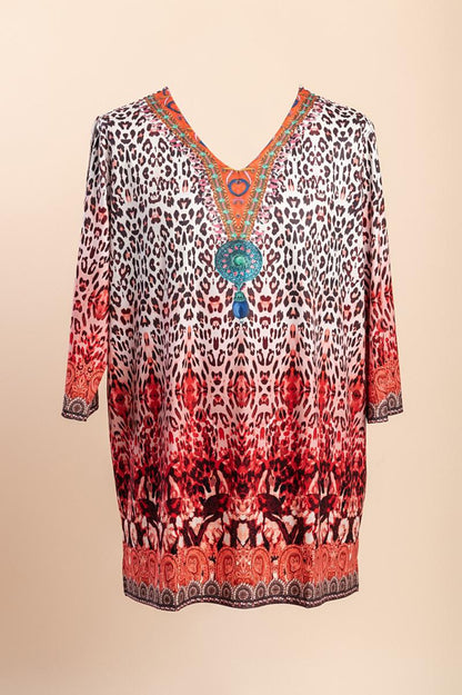 Bluză plus size cu imprimeu leopard