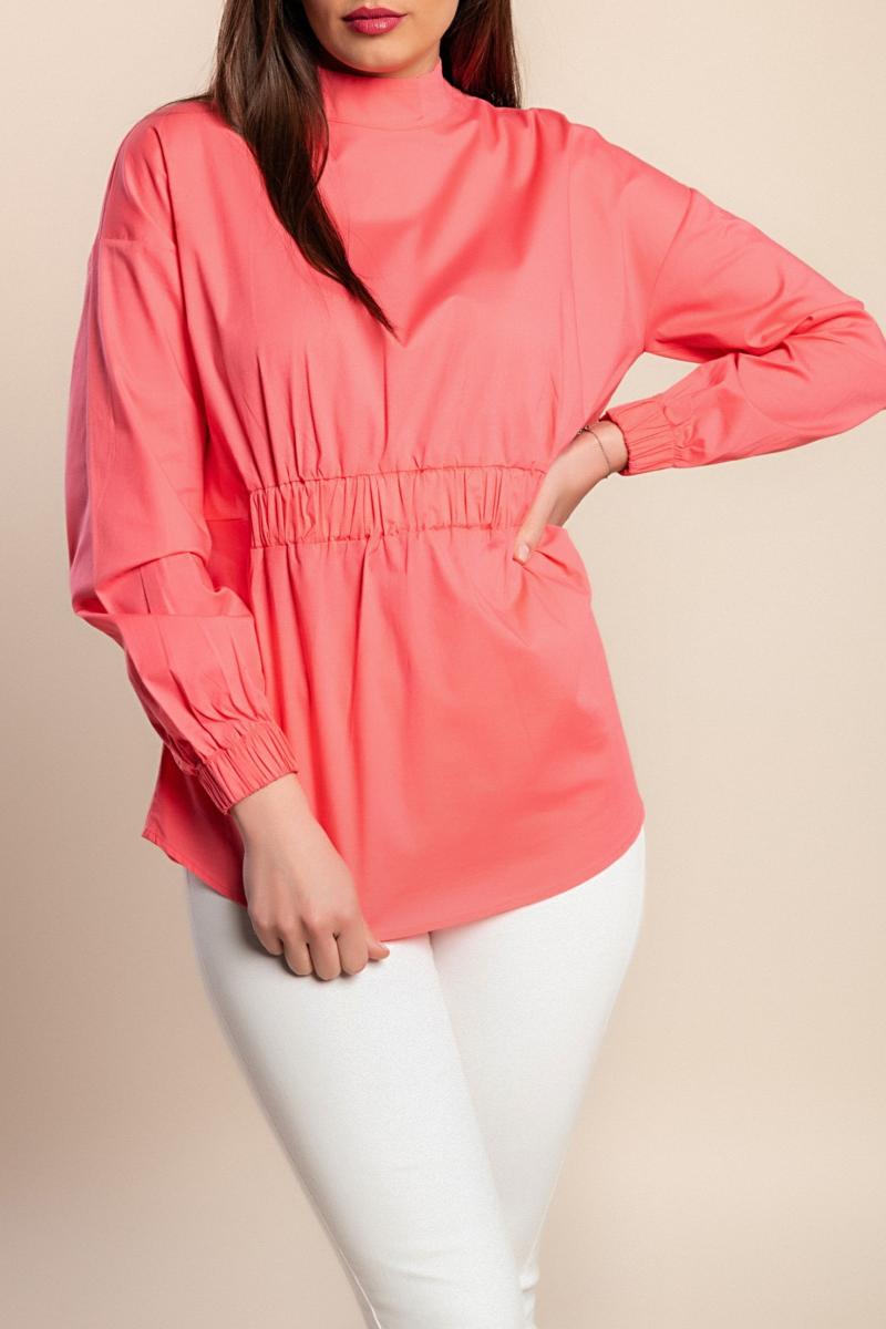 Baumwollbluse mit hohem Kragen