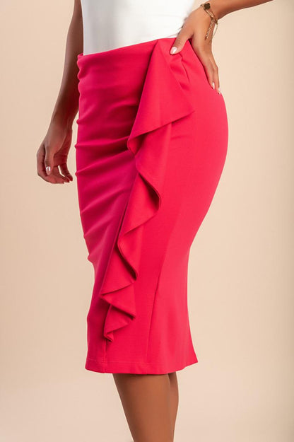 Falda midi con volantes