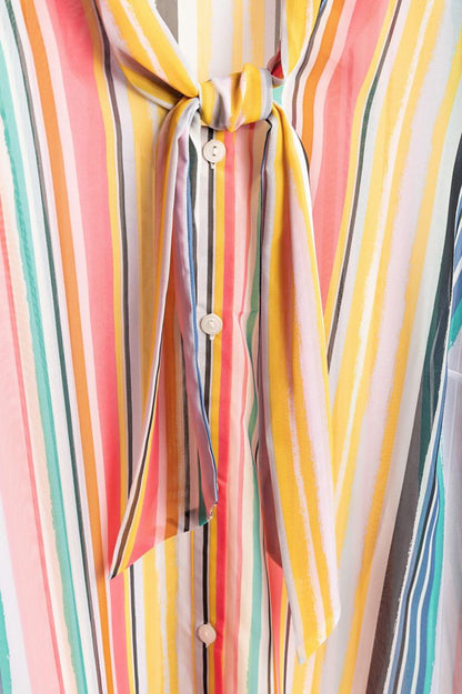 Blouse in grote maten met gestreepte print