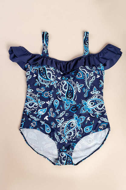 Costum de baie întreg cu imprimeu, mărimi mari