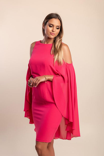 Midi dress with off-the-shoulder neckline