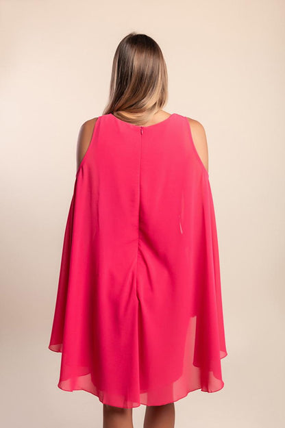 Midi dress with off-the-shoulder neckline