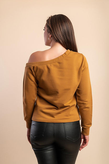 Top in cotone con scollo asimmetrico