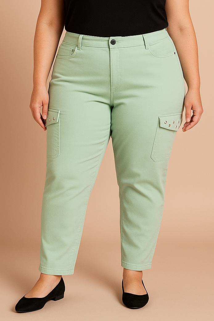 Pantalones de algodón con bolsillos de talla grande
