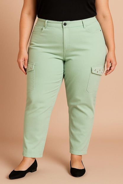 Pantalones de algodón con bolsillos de talla grande