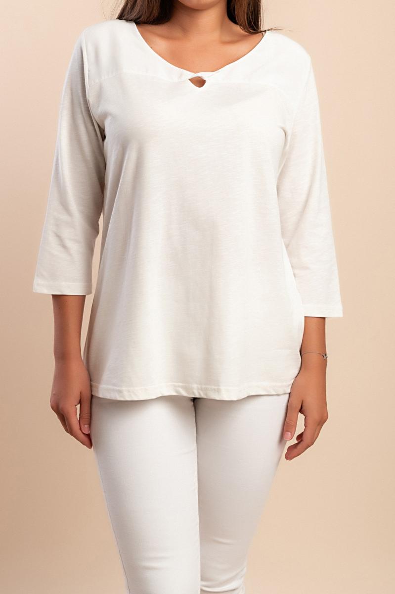 Plus size pamučni top s 3/4 rukavima