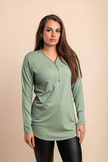 Top con cerniera decorativa