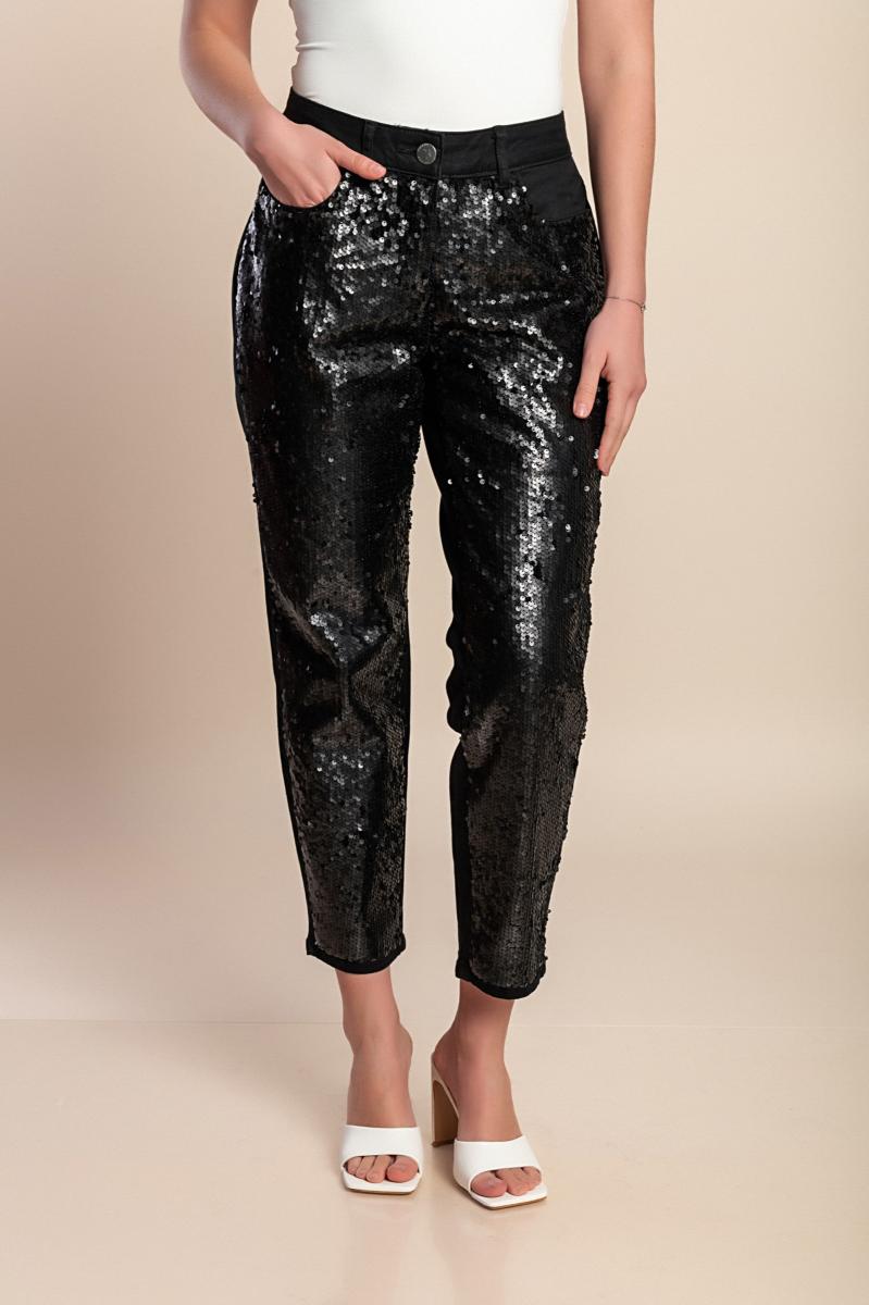 Plus size 7/8 pants with sequins