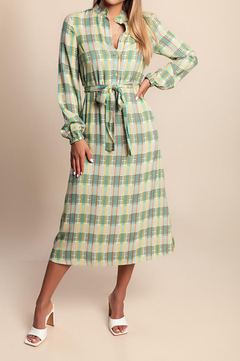 Midi dress with check print