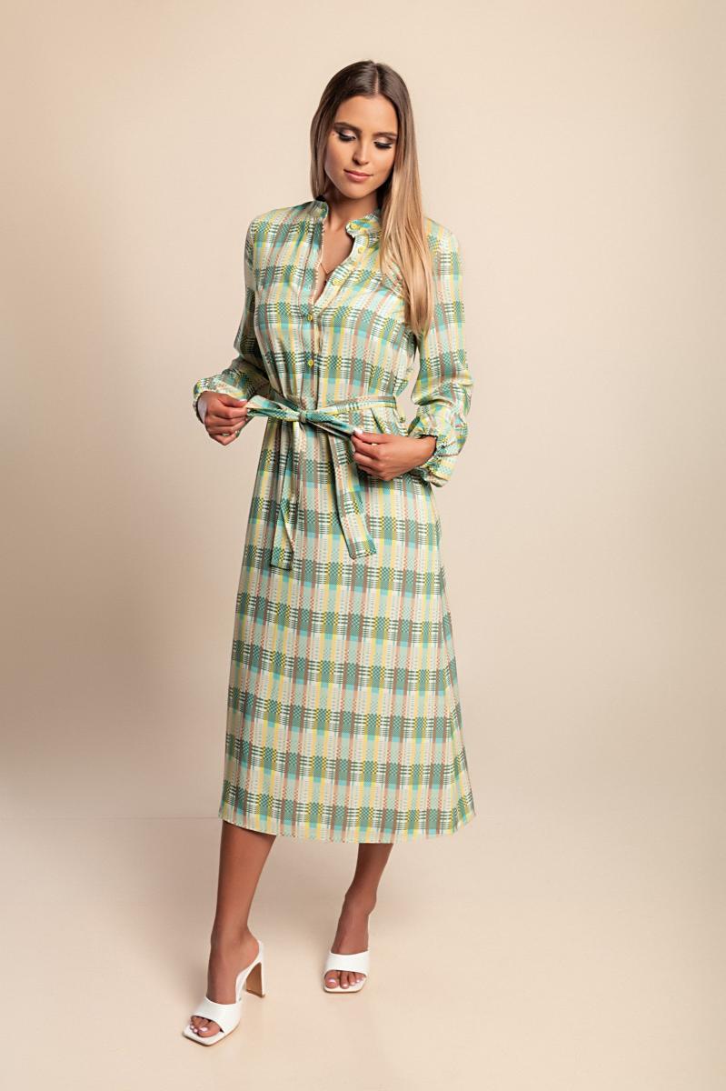 Midi dress with check print