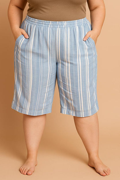 Pantaloni scurți bermude în dungi, mărimi mari