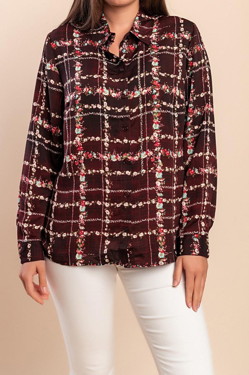 Plus-size blouse met ruitprint