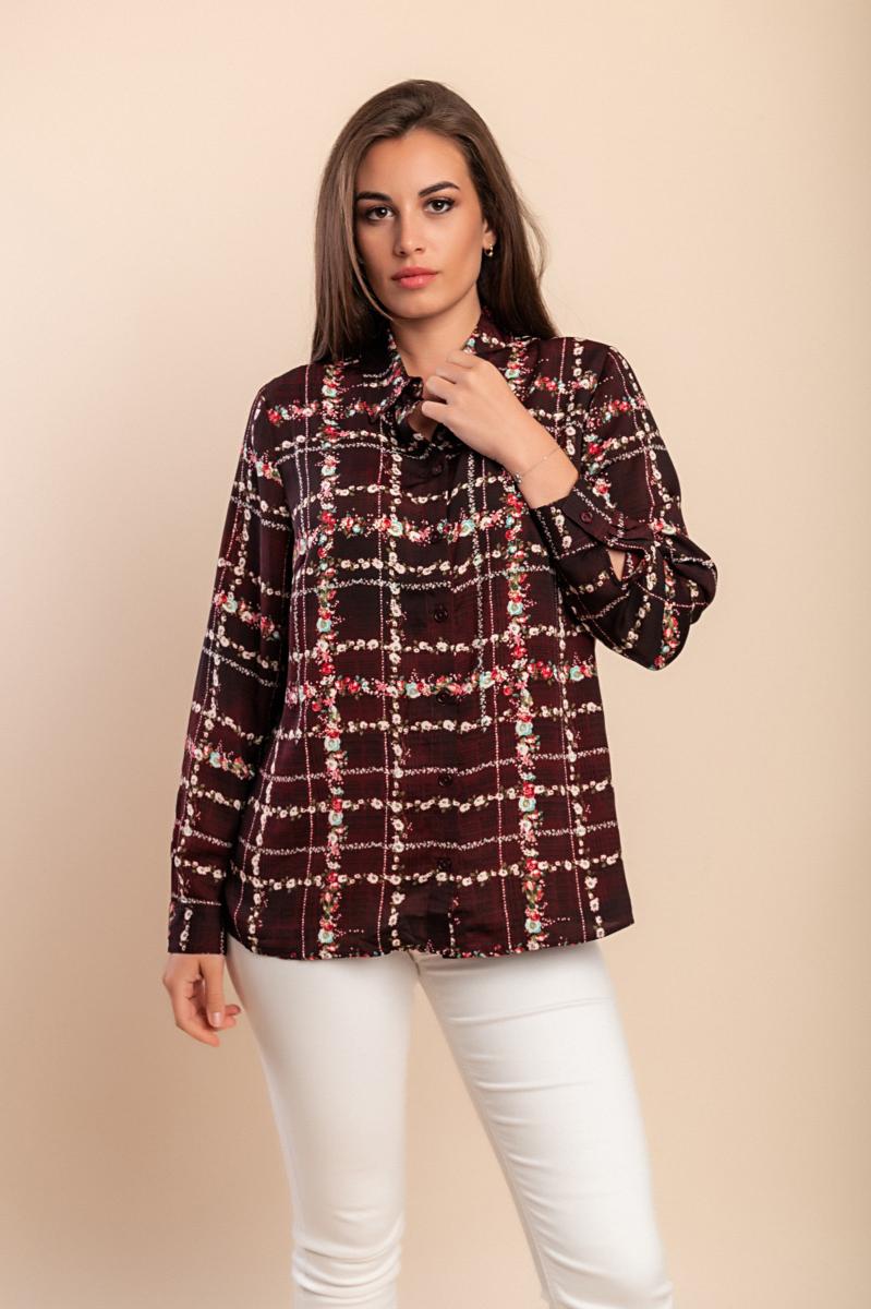 Plus-size blouse met ruitprint