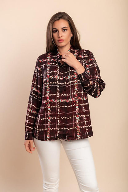 Plus-size blouse met ruitprint