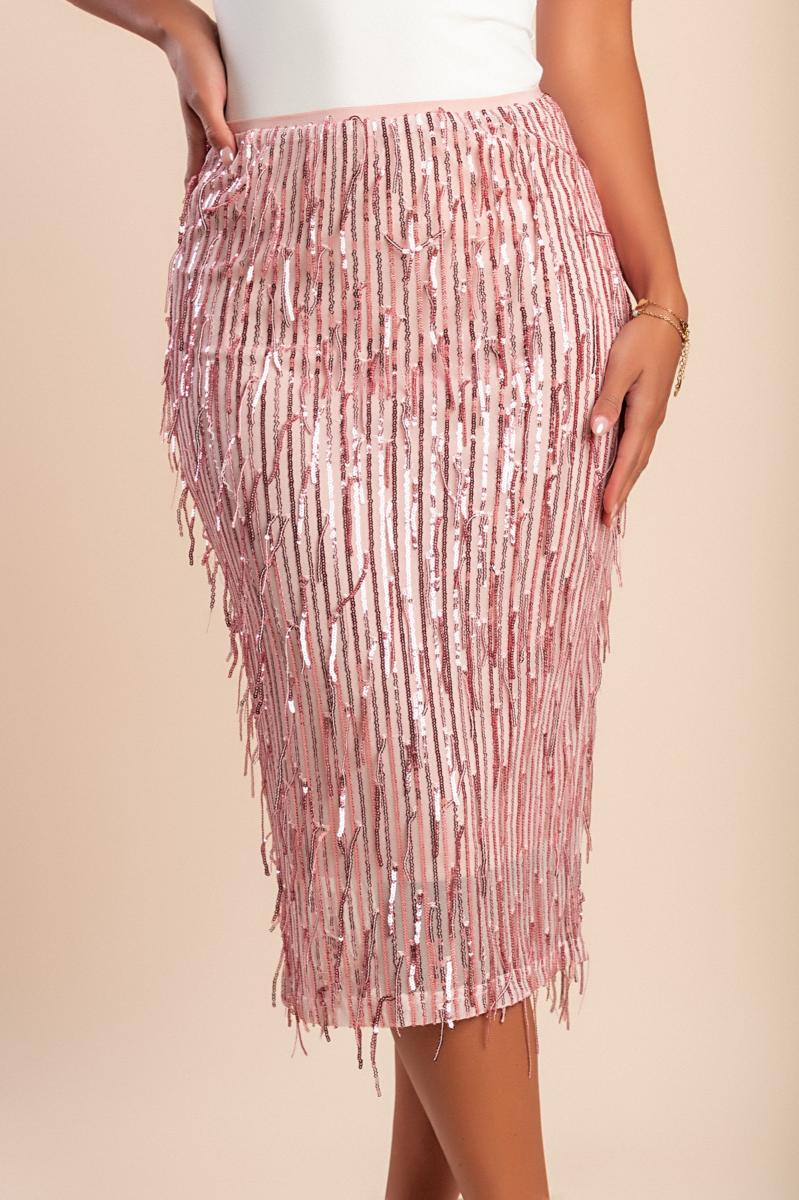 Falda midi elegante con lentejuelas