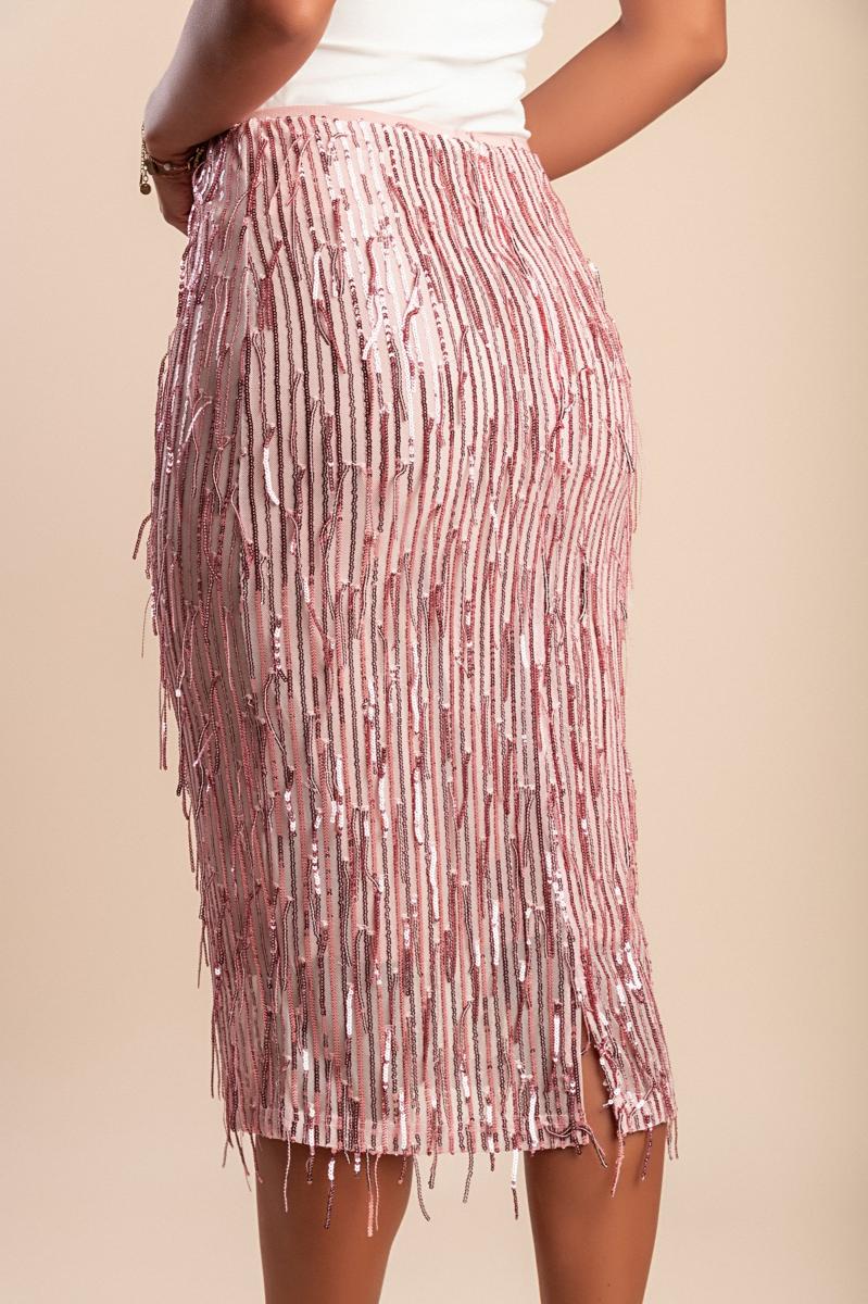 Falda midi elegante con lentejuelas