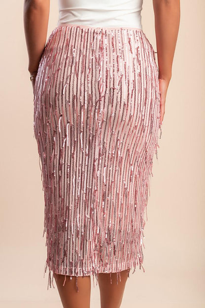 Falda midi elegante con lentejuelas