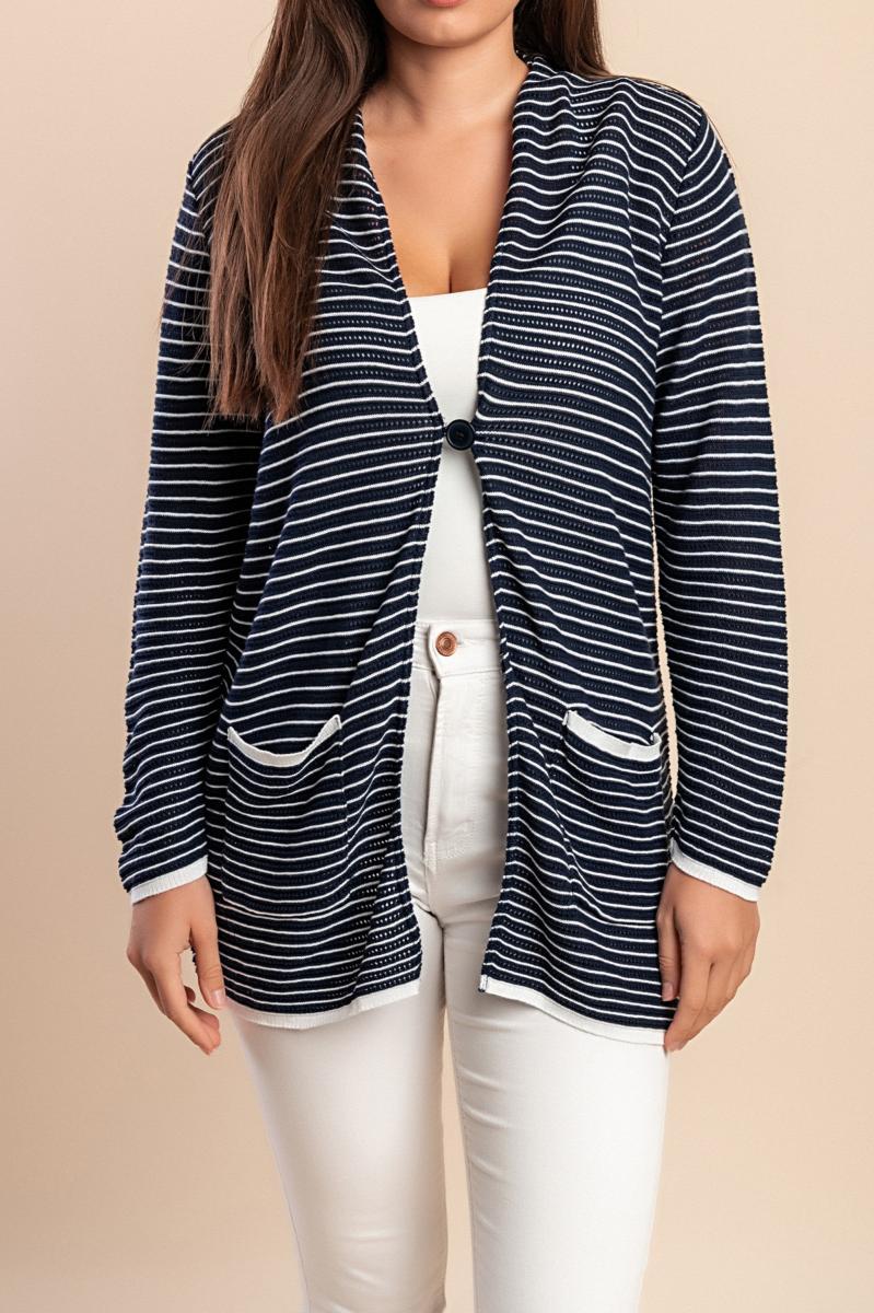 Striped cardigan with button