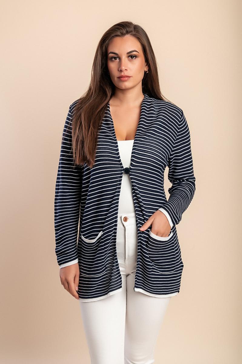 Striped cardigan with button