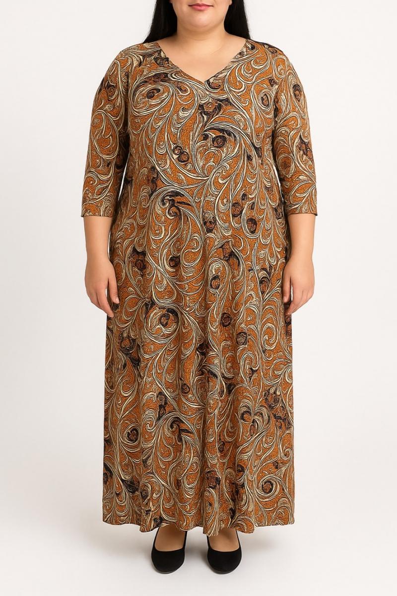 Langes Plus-Size-Kleid mit Print