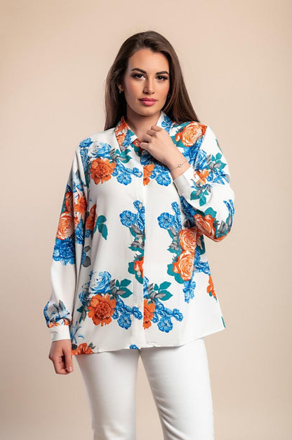 Plus-Size-Bluse mit Blumenprint