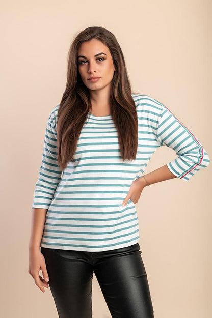 Plus-Size-Baumwolltop mit Streifenprint