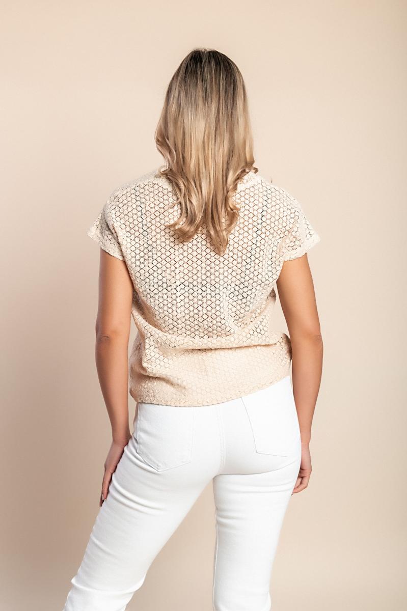 T-shirt de algodão com renda