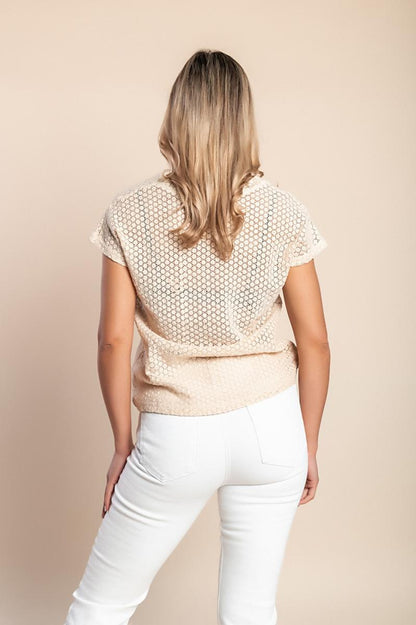 T-shirt de algodão com renda