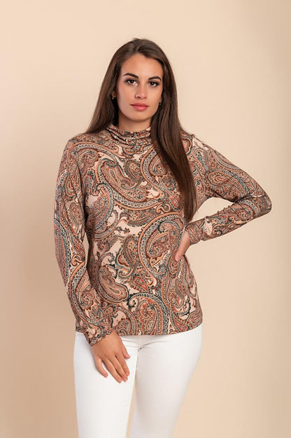 Printed Turtleneck Top
