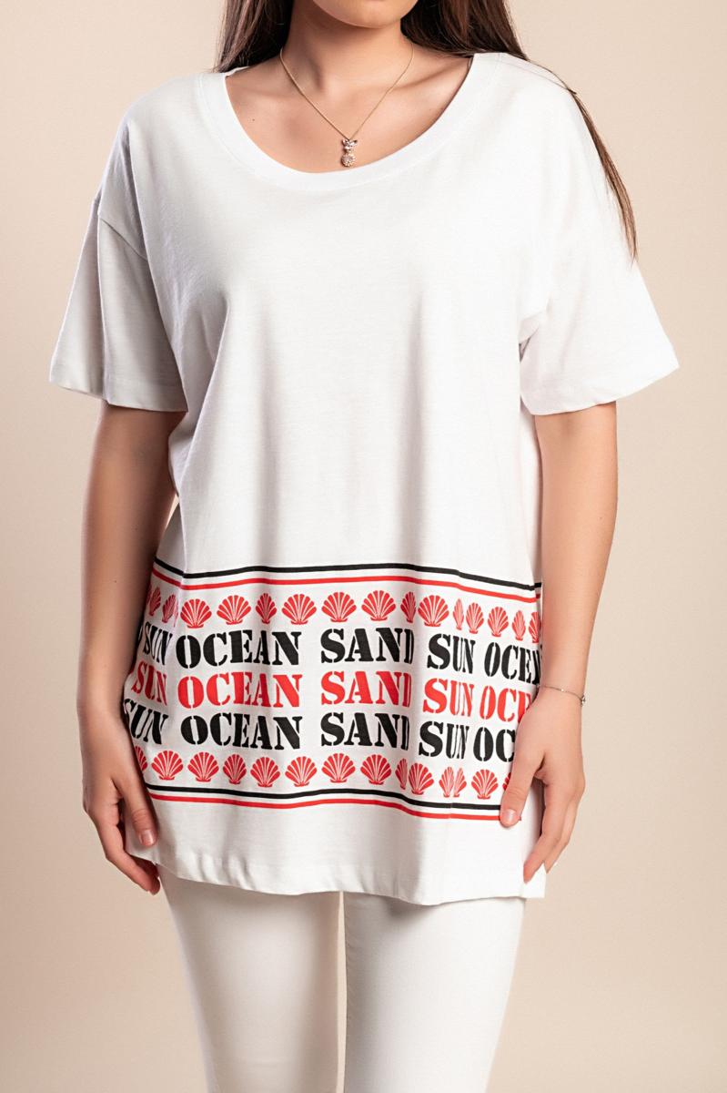 Plus size cotton T-shirt with print